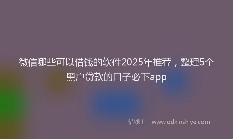 微信哪些可以借钱的软件2025年推荐，整理5个黑户贷款的口子必下app