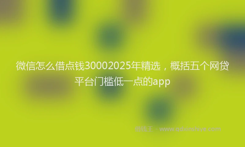 微信怎么借点钱30002025年精选，概括五个网贷平台门槛低一点的app