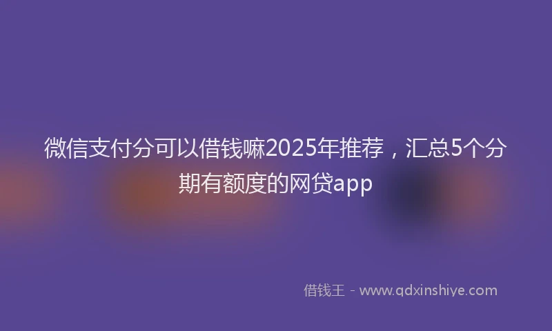 微信支付分可以借钱嘛2025年推荐，汇总5个分期有额度的网贷app