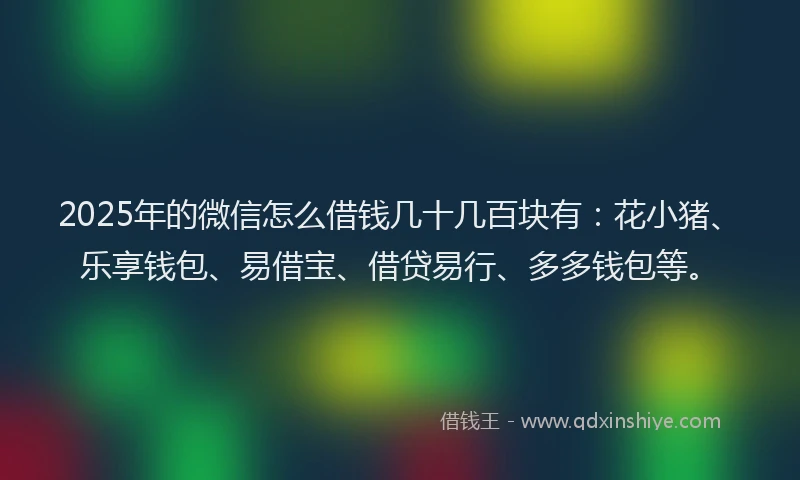 2025年的微信怎么借钱几十几百块有：花小猪、乐享钱包、易借宝、借贷易行、多多钱包等。