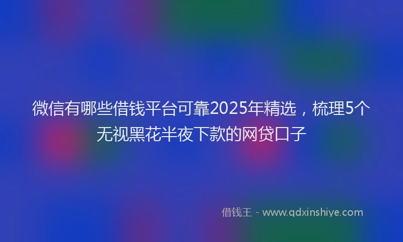 微信有哪些借钱平台可靠2025年精选，梳理5个无视黑花半夜下款的网贷口子
