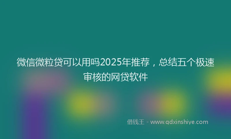微信微粒贷可以用吗2025年推荐，总结五个极速审核的网贷软件