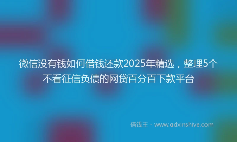 微信没有钱如何借钱还款2025年精选，整理5个不看征信负债的网贷百分百下款平台