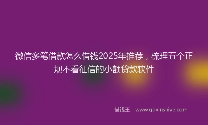 微信多笔借款怎么借钱2025年推荐，梳理五个正规不看征信的小额贷款软件
