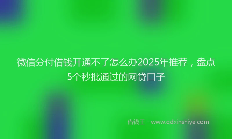 微信分付借钱开通不了怎么办2025年推荐，盘点5个秒批通过的网贷口子