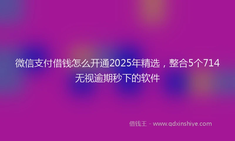 微信支付借钱怎么开通2025年精选，整合5个714无视逾期秒下的软件