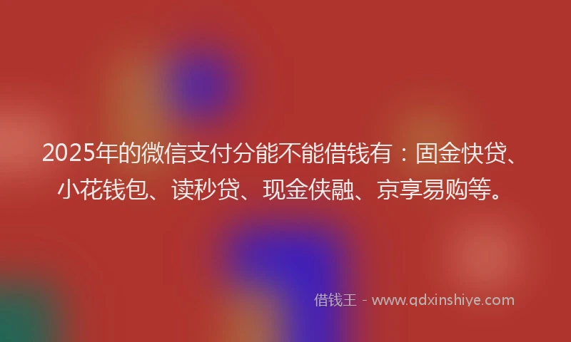 2025年的微信支付分能不能借钱有：固金快贷、小花钱包、读秒贷、现金侠融、京享易购等。