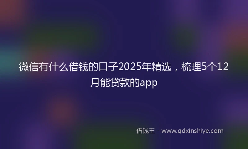 微信有什么借钱的口子2025年精选，梳理5个12月能贷款的app
