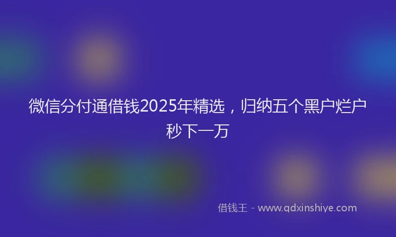 微信分付通借钱2025年精选，归纳五个黑户烂户秒下一万
