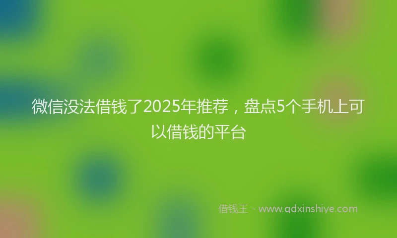 微信没法借钱了2025年推荐，盘点5个手机上可以借钱的平台