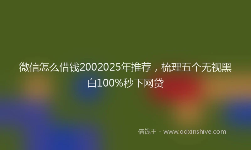 微信怎么借钱2002025年推荐，梳理五个无视黑白100%秒下网贷