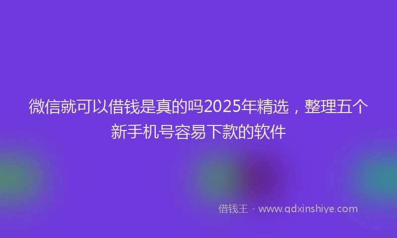 微信就可以借钱是真的吗2025年精选，整理五个新手机号容易下款的软件
