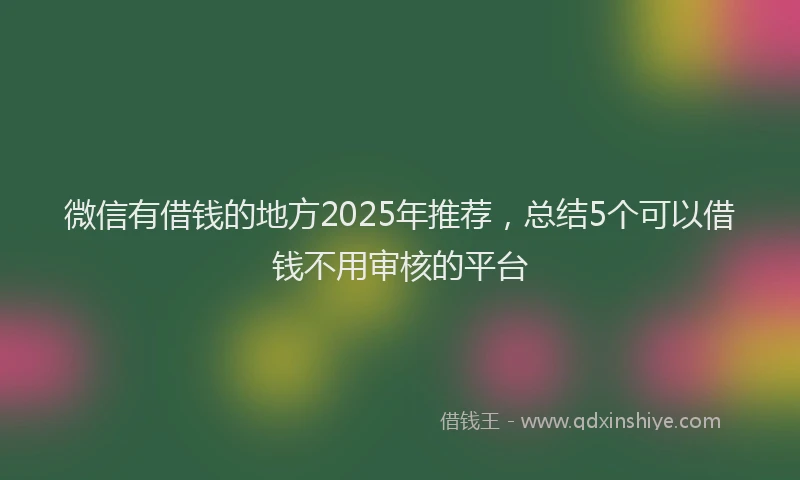 微信有借钱的地方2025年推荐，总结5个可以借钱不用审核的平台