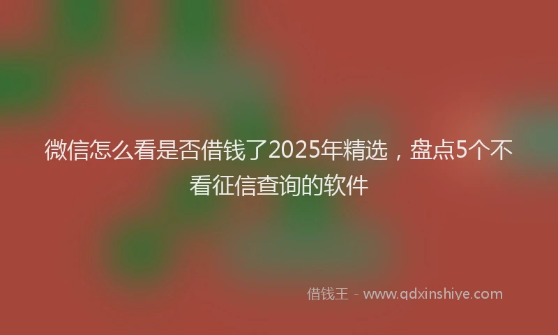 微信怎么看是否借钱了2025年精选，盘点5个不看征信查询的软件
