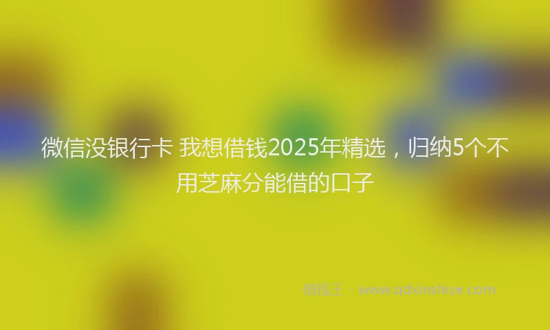 微信没银行卡 我想借钱2025年精选，归纳5个不用芝麻分能借的口子