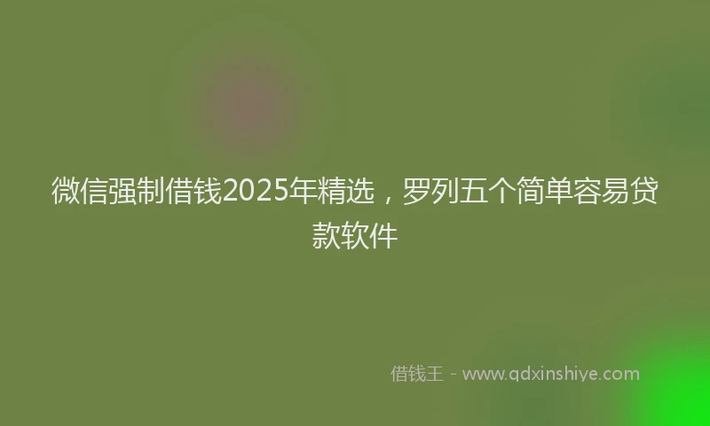 微信强制借钱2025年精选，罗列五个简单容易贷款软件