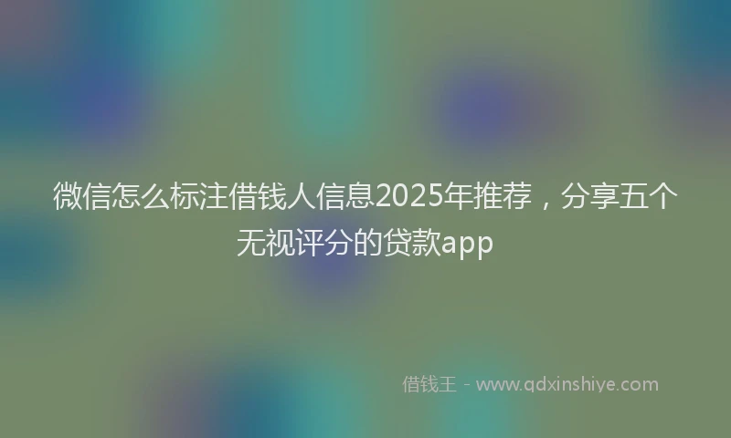 微信怎么标注借钱人信息2025年推荐，分享五个无视评分的贷款app