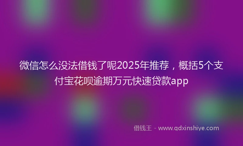 微信怎么没法借钱了呢2025年推荐，概括5个支付宝花呗逾期万元快速贷款app