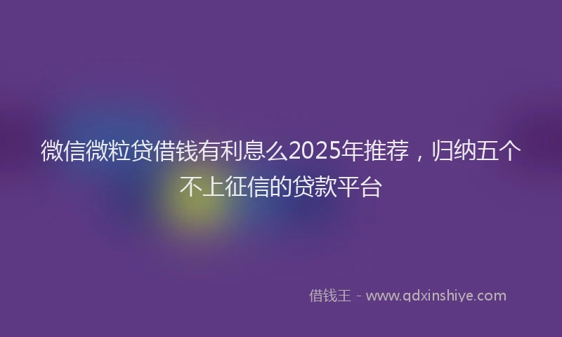 微信微粒贷借钱有利息么2025年推荐，归纳五个不上征信的贷款平台
