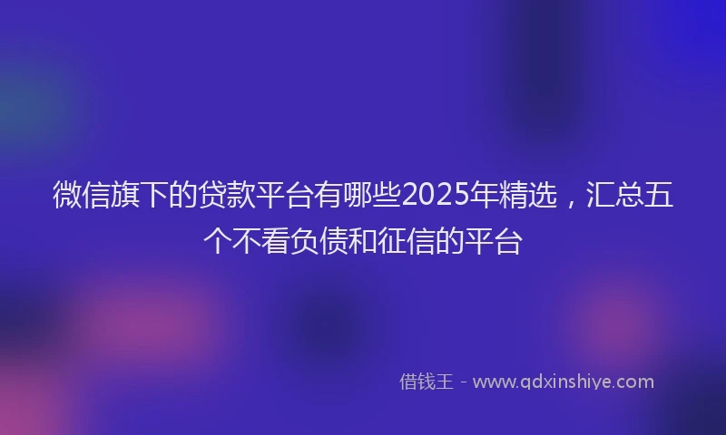 微信旗下的贷款平台有哪些2025年精选，汇总五个不看负债和征信的平台