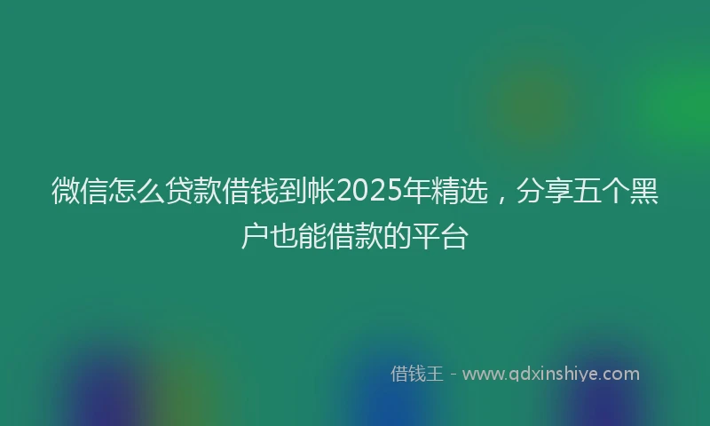 微信怎么贷款借钱到帐2025年精选，分享五个黑户也能借款的平台