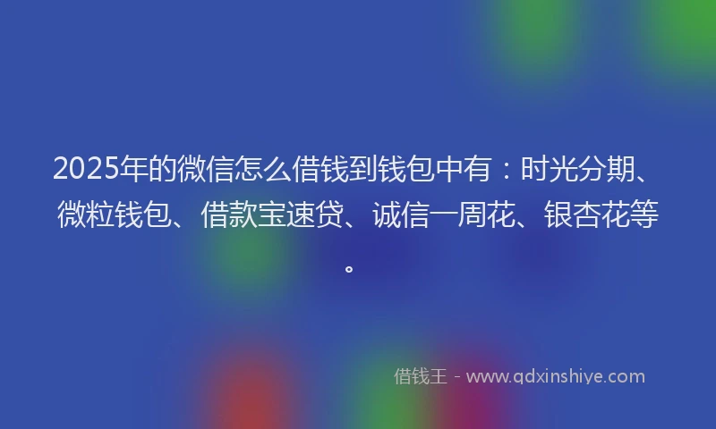 2025年的微信怎么借钱到钱包中有：时光分期、微粒钱包、借款宝速贷、诚信一周花、银杏花等。