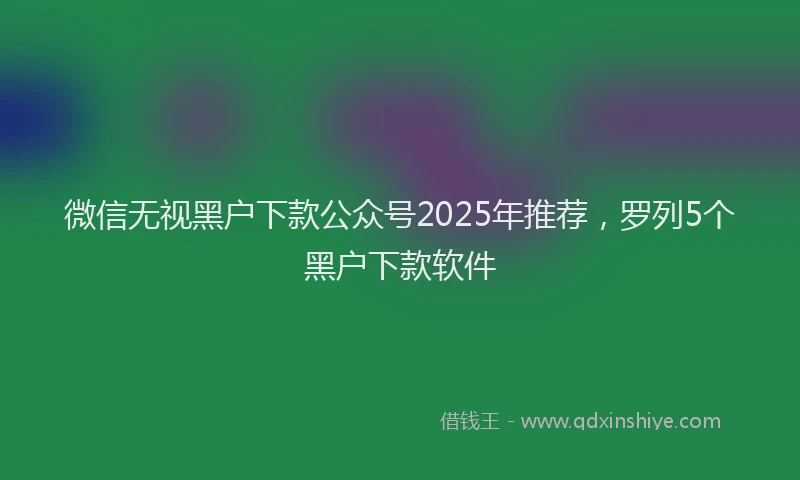 微信无视黑户下款公众号2025年推荐，罗列5个黑户下款软件