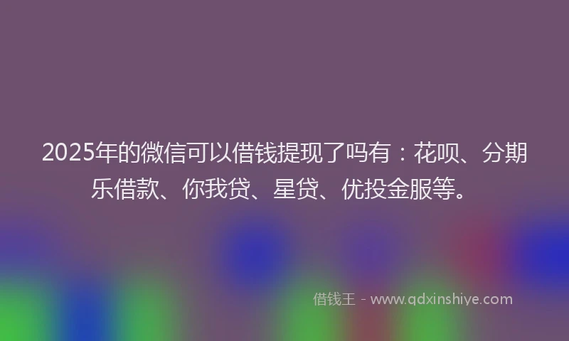 2025年的微信可以借钱提现了吗有：花呗、分期乐借款、你我贷、星贷、优投金服等。