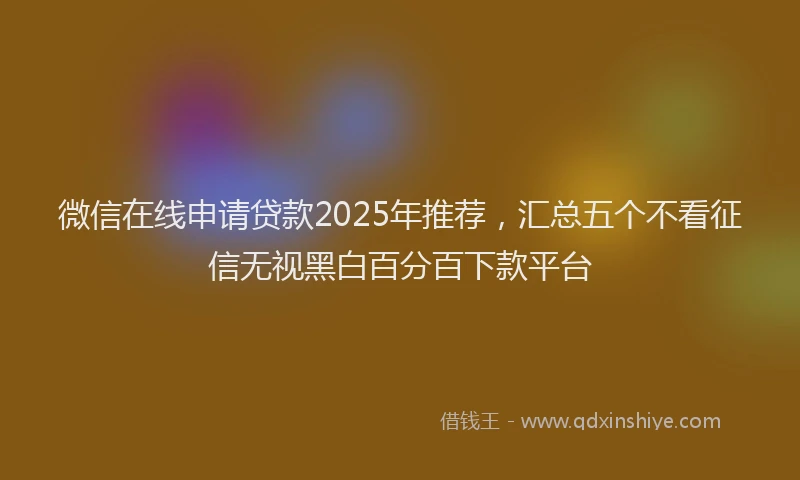 微信在线申请贷款2025年推荐，汇总五个不看征信无视黑白百分百下款平台