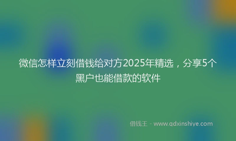 微信怎样立刻借钱给对方2025年精选，分享5个黑户也能借款的软件