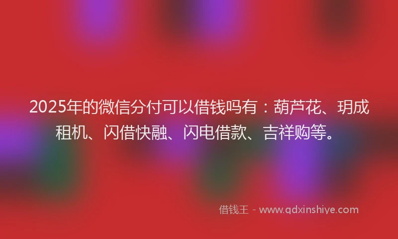 2025年的微信分付可以借钱吗有：葫芦花、玥成租机、闪借快融、闪电借款、吉祥购等。