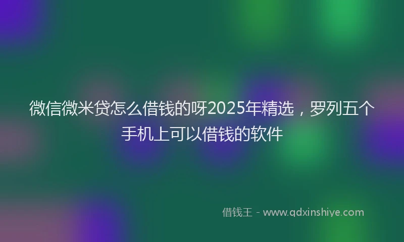 微信微米贷怎么借钱的呀2025年精选，罗列五个手机上可以借钱的软件