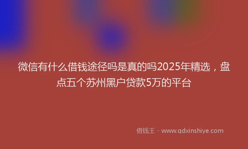 微信有什么借钱途径吗是真的吗2025年精选，盘点五个苏州黑户贷款5万的平台