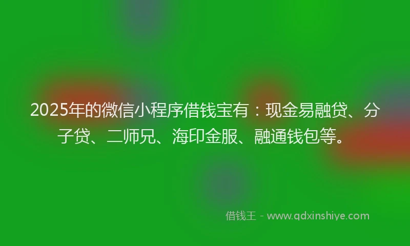 2025年的微信小程序借钱宝有：现金易融贷、分子贷、二师兄、海印金服、融通钱包等。