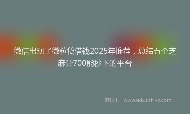 微信出现了微粒贷借钱2025年推荐，总结五个芝麻分700能秒下的平台