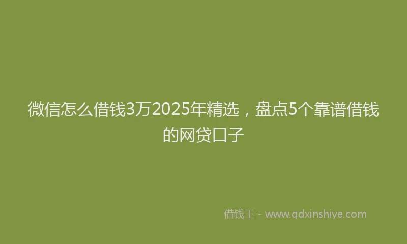微信怎么借钱3万2025年精选，盘点5个靠谱借钱的网贷口子