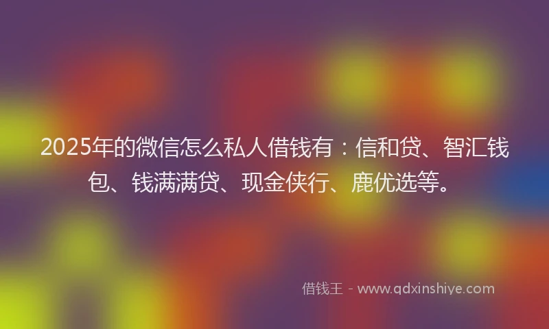 2025年的微信怎么私人借钱有：信和贷、智汇钱包、钱满满贷、现金侠行、鹿优选等。