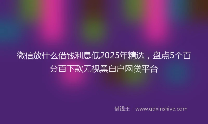 微信放什么借钱利息低2025年精选，盘点5个百分百下款无视黑白户网贷平台