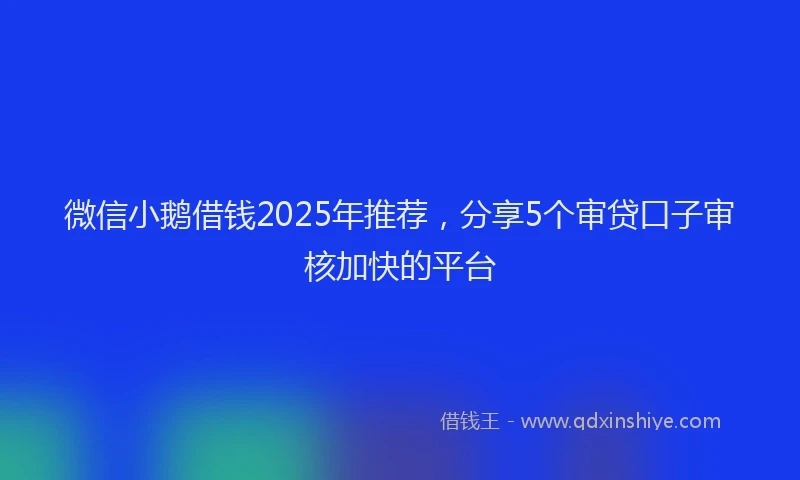 微信小鹅借钱2025年推荐，分享5个审贷口子审核加快的平台