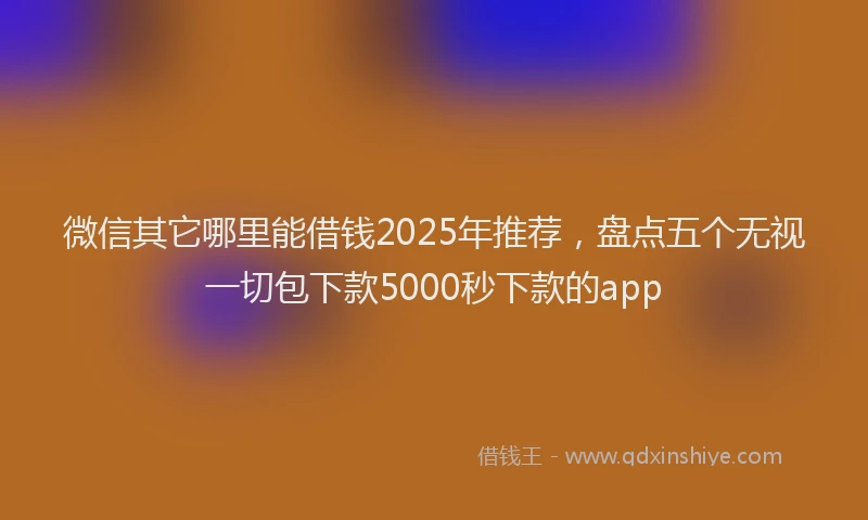 微信其它哪里能借钱2025年推荐，盘点五个无视一切包下款5000秒下款的app