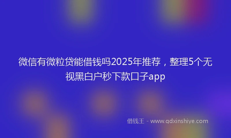 微信有微粒贷能借钱吗2025年推荐，整理5个无视黑白户秒下款口子app