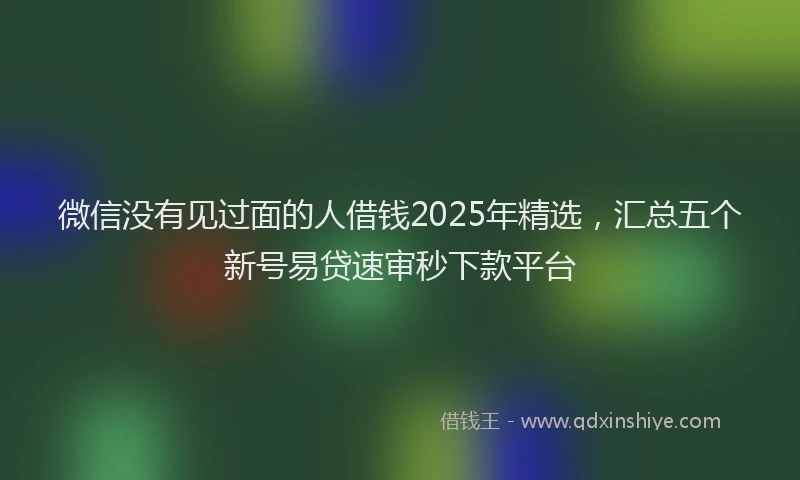 微信没有见过面的人借钱2025年精选，汇总五个新号易贷速审秒下款平台