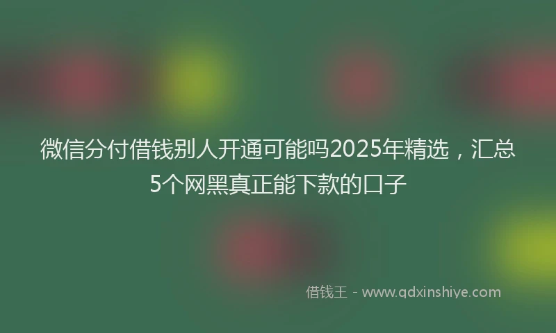 微信分付借钱别人开通可能吗2025年精选，汇总5个网黑真正能下款的口子