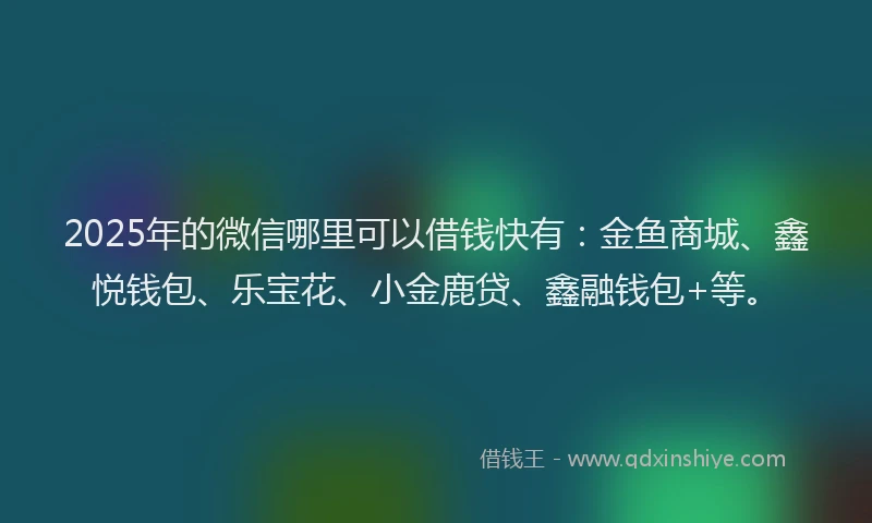 2025年的微信哪里可以借钱快有：金鱼商城、鑫悦钱包、乐宝花、小金鹿贷、鑫融钱包+等。