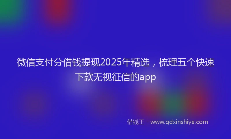 微信支付分借钱提现2025年精选，梳理五个快速下款无视征信的app