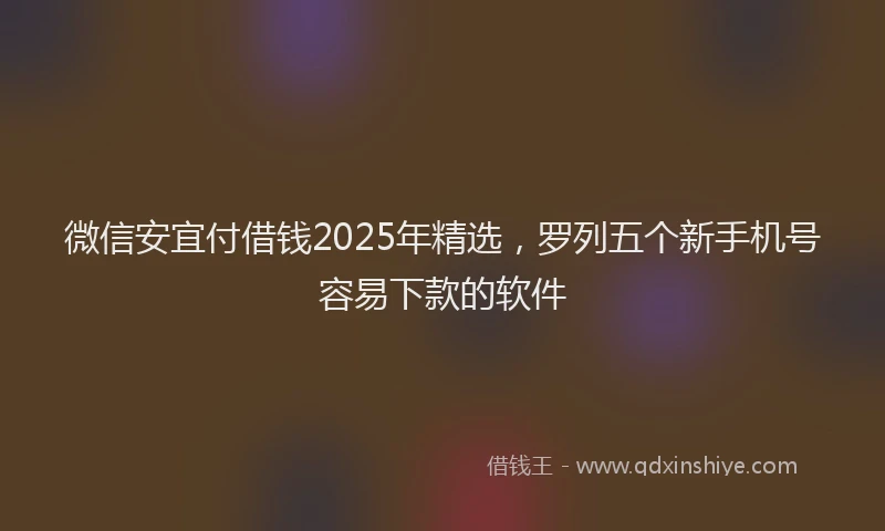 微信安宜付借钱2025年精选，罗列五个新手机号容易下款的软件