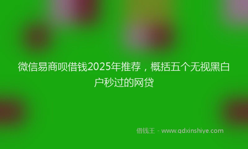 微信易商呗借钱2025年推荐，概括五个无视黑白户秒过的网贷