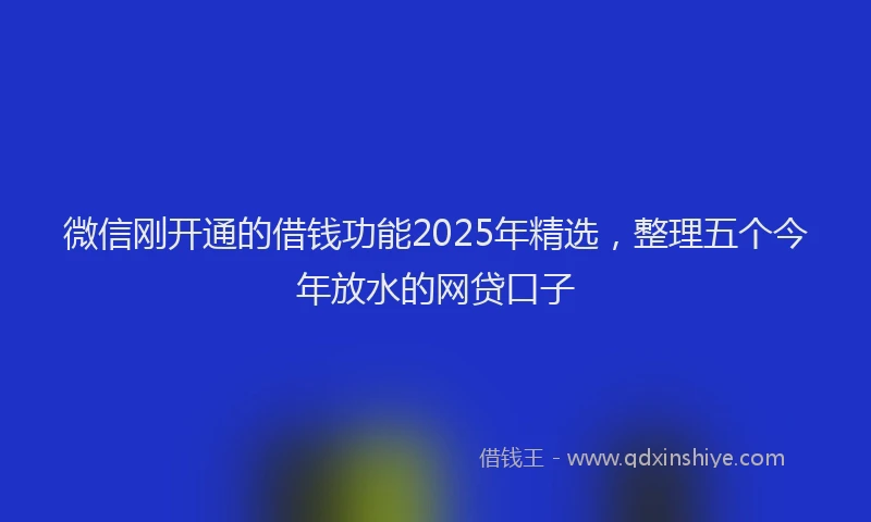 微信刚开通的借钱功能2025年精选，整理五个今年放水的网贷口子