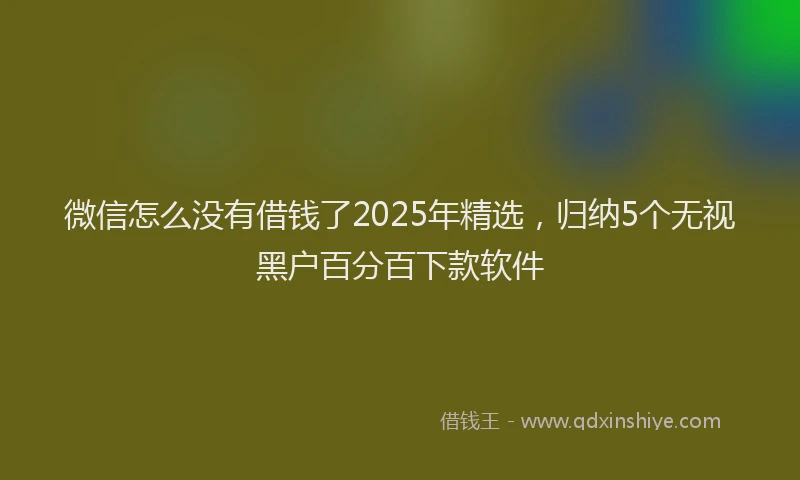 微信怎么没有借钱了2025年精选，归纳5个无视黑户百分百下款软件