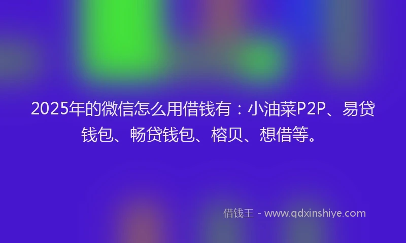 2025年的微信怎么用借钱有：小油菜P2P、易贷钱包、畅贷钱包、榕贝、想借等。